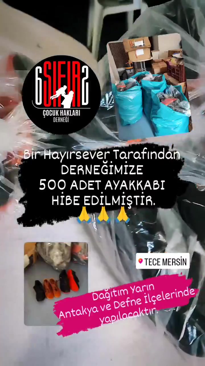 Bir hayırsever tarafından Derneğimize 500 çift ayakkabı Hibe Edilmiştir