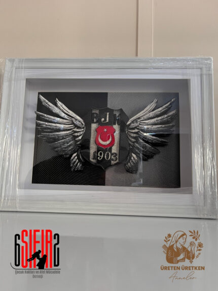 Beşiktaş Spor Kulübü Logosu Detaylı, Taraftar Kağıt Rölyef Tablo(yatay)